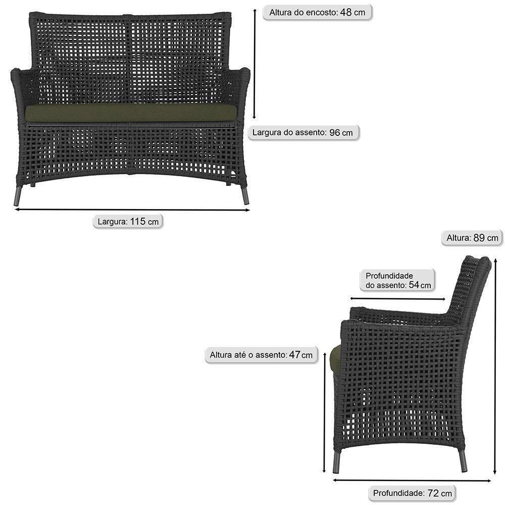 Jogo Sofá 4 Poltronas E Mesa Igapó Preta E13 Trama Original Preto - 2