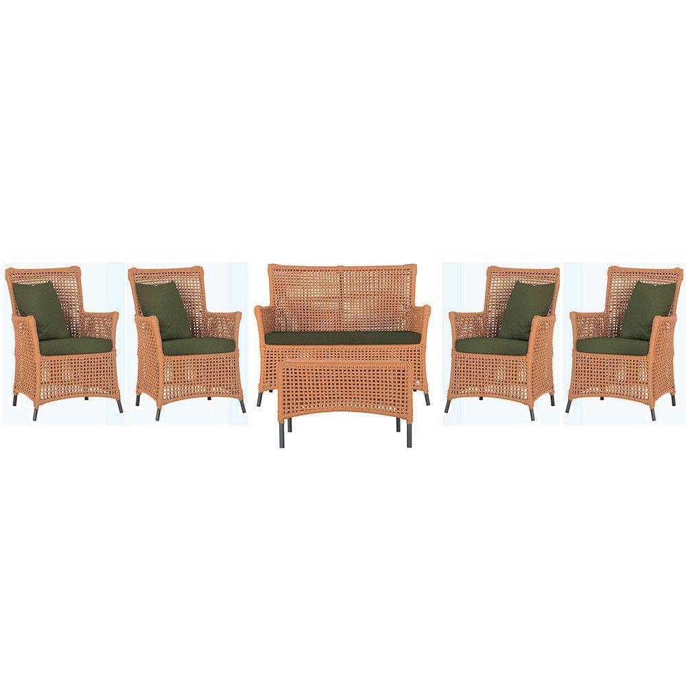 Jogo Sofá 4 Poltronas E Mesa Igapó Preta E13 Trama Original Terra Cota - 1