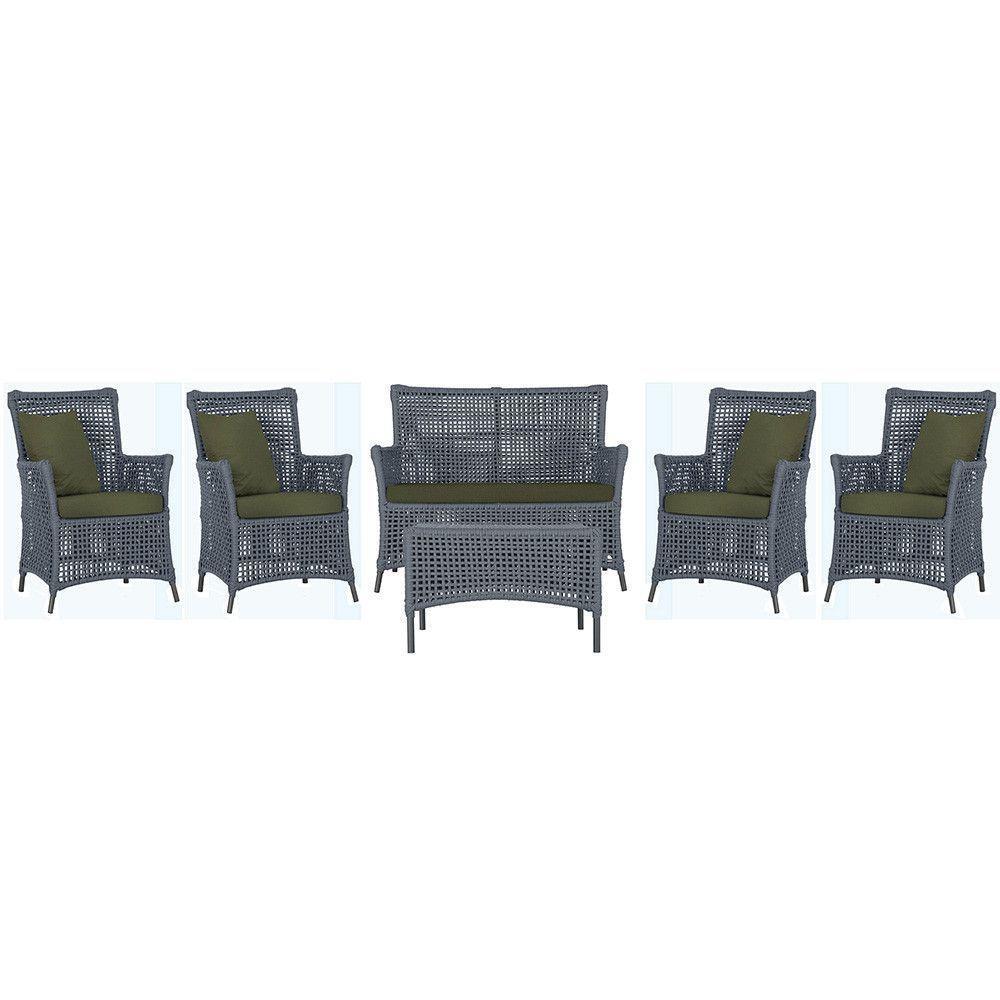 Jogo Sofá 4 Poltronas E Mesa Igapó Preta E13 Trama Original Prata - 1