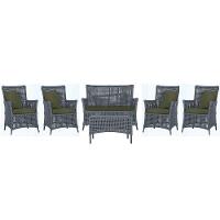 Jogo Sofá 4 Poltronas E Mesa Igapó Preta E13 Trama Original Prata - 1