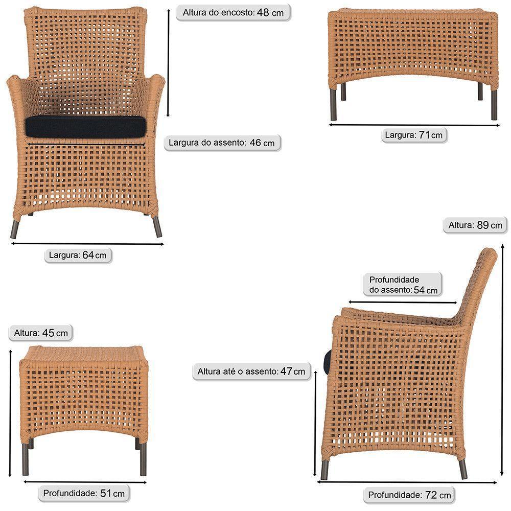 Jogo Sofá 4 Poltronas E Mesa Igapó Marrom E12 Trama Original Terra Cota - 3