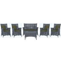 Jogo Sofá 4 Poltronas E Mesa Igapó Marrom E13 Trama Original Prata - 1