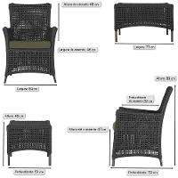 Jogo Sofá 4 Poltronas E Mesa Igapó Marrom E13 Trama Original Preto - 3
