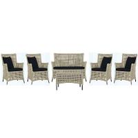 Jogo Sofá 4 Poltronas E Mesa Igapó Preta E12 Trama Original Rami - 1