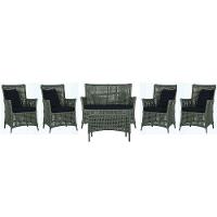 Jogo Sofá 4 Poltronas E Mesa Igapó Preta E12 Trama Original Verde - 1