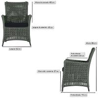 Jogo Sofá 4 Poltronas E Mesa Igapó Preta E12 Trama Original Verde - 3