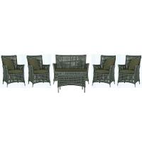 Jogo Sofá 4 Poltronas E Mesa Igapó Fendi E13 Trama Original Verde - 1