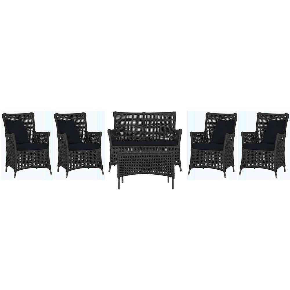 Jogo Sofá 4 Poltronas E Mesa Igapó Preta E12 Trama Original Preto - 1