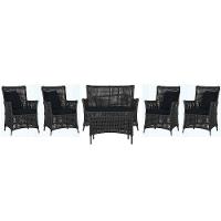 Jogo Sofá 4 Poltronas E Mesa Igapó Preta E12 Trama Original Preto - 1