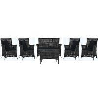 Jogo Sofá 4 Poltronas E Mesa Igapó Marrom E12 Trama Original Preto - 1