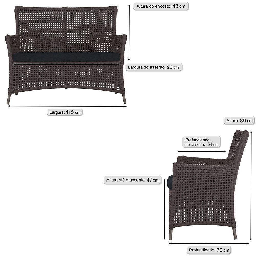 Jogo Sofá 4 Poltronas E Mesa Igapó Marrom E12 Trama Original Marrom - 2