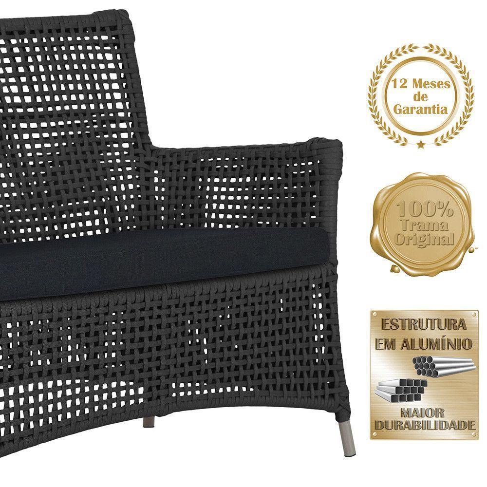 Jogo Sofá 4 Poltronas E Mesa Igapó Fendi E12 Trama Original Preto - 4