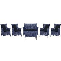 Jogo Sofá 4 Poltronas E Mesa Igapó Fendi E12 Trama Original Azul - 1