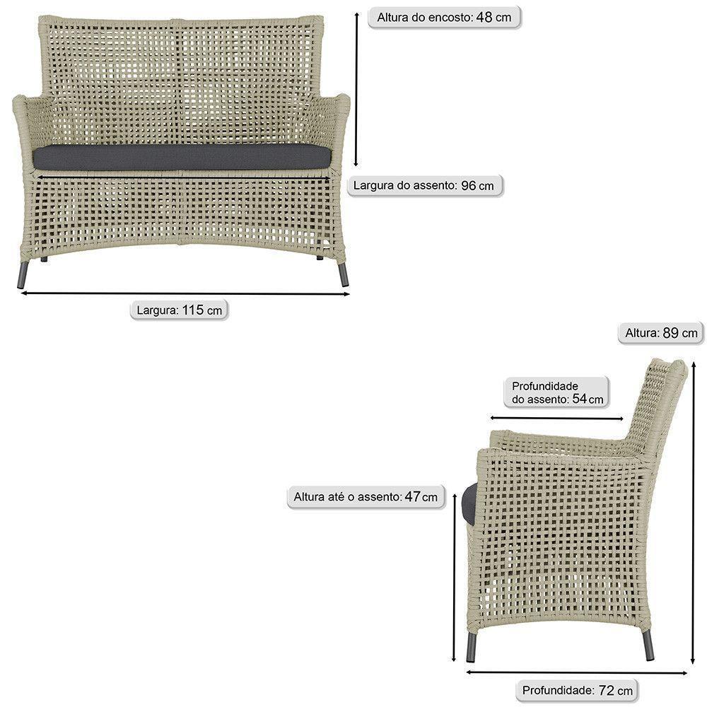Jogo Sofá 4 Poltronas E Mesa Igapó Preta E11 Trama Original Rami - 2
