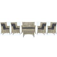 Jogo Sofá 4 Poltronas E Mesa Igapó Preta E11 Trama Original Rami - 1