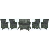 Jogo Sofá 4 Poltronas E Mesa Igapó Marrom E11 Trama Original Verde - 1