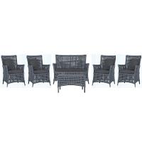 Jogo Sofá 4 Poltronas E Mesa Igapó Preta E11 Trama Original Prata - 1