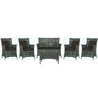 Jogo Sofá 4 Poltronas E Mesa Igapó Preta E9 Trama Original Verde - 1