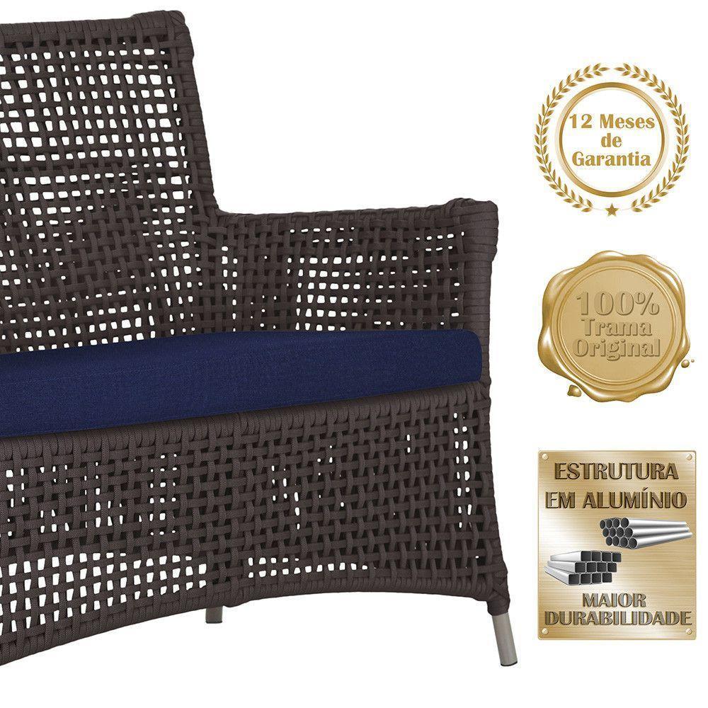 Jogo Sofá 4 Poltronas E Mesa Igapó Fendi E10 Trama Original Marrom - 4