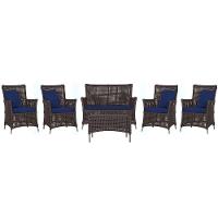 Jogo Sofá 4 Poltronas E Mesa Igapó Fendi E10 Trama Original Marrom - 1