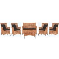 Jogo Sofá 4 Poltronas E Mesa Igapó Preta E9 Trama Original Terra Cota - 1