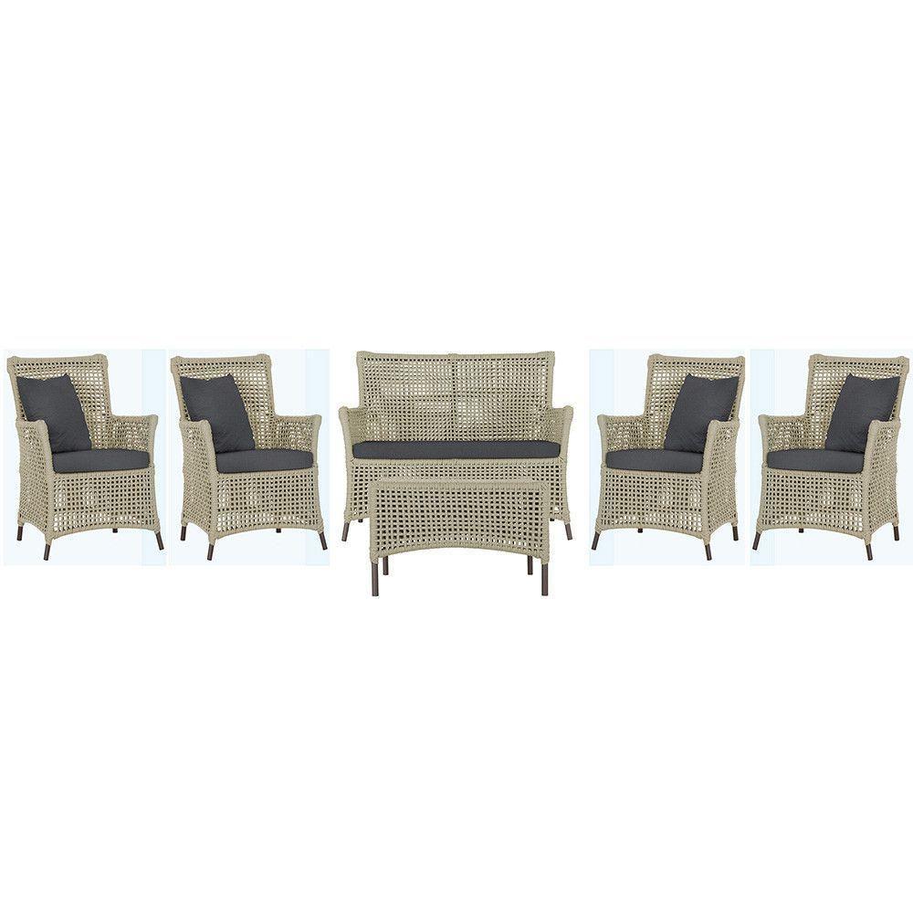 Jogo Sofá 4 Poltronas E Mesa Igapó Marrom E11 Trama Original Rami - 1