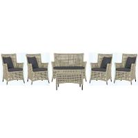 Jogo Sofá 4 Poltronas E Mesa Igapó Marrom E11 Trama Original Rami - 1