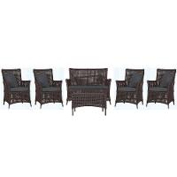 Jogo Sofá 4 Poltronas E Mesa Igapó Marrom E11 Trama Original Marrom - 1