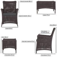 Jogo Sofá 4 Poltronas E Mesa Igapó Marrom E11 Trama Original Marrom - 3
