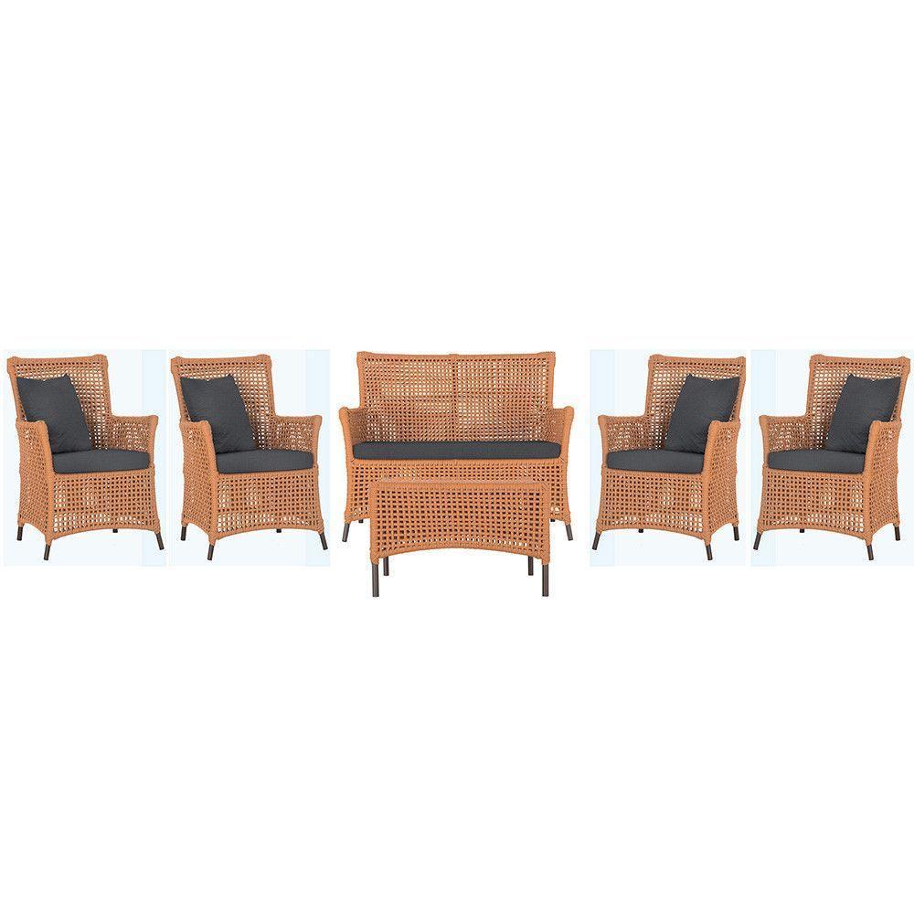 Jogo Sofá 4 Poltronas E Mesa Igapó Marrom E11 Trama Original Terra Cota - 1