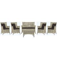 Jogo Sofá 4 Poltronas E Mesa Igapó Preta E9 Trama Original Rami - 1