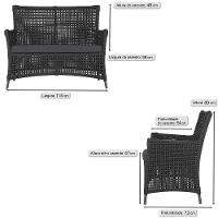 Jogo Sofá 4 Poltronas E Mesa Igapó Marrom E11 Trama Original Preto - 2