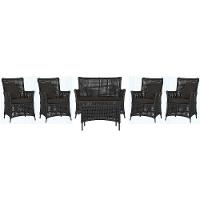 Jogo Sofá 4 Poltronas E Mesa Igapó Preta E9 Trama Original Preto - 1