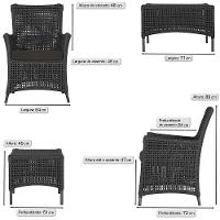 Jogo Sofá 4 Poltronas E Mesa Igapó Preta E9 Trama Original Preto - 3