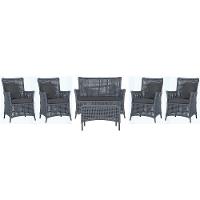 Jogo Sofá 4 Poltronas E Mesa Igapó Marrom E11 Trama Original Prata - 1