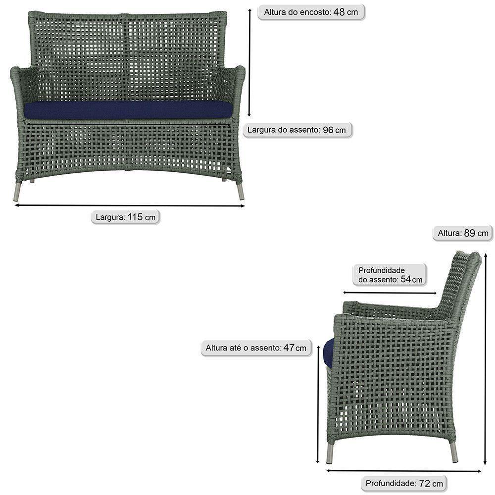 Jogo Sofá 4 Poltronas E Mesa Igapó Fendi E10 Trama Original Verde - 2