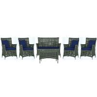 Jogo Sofá 4 Poltronas E Mesa Igapó Fendi E10 Trama Original Verde - 1