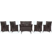 Jogo Sofá 4 Poltronas E Mesa Igapó Preta E9 Trama Original Marrom - 1