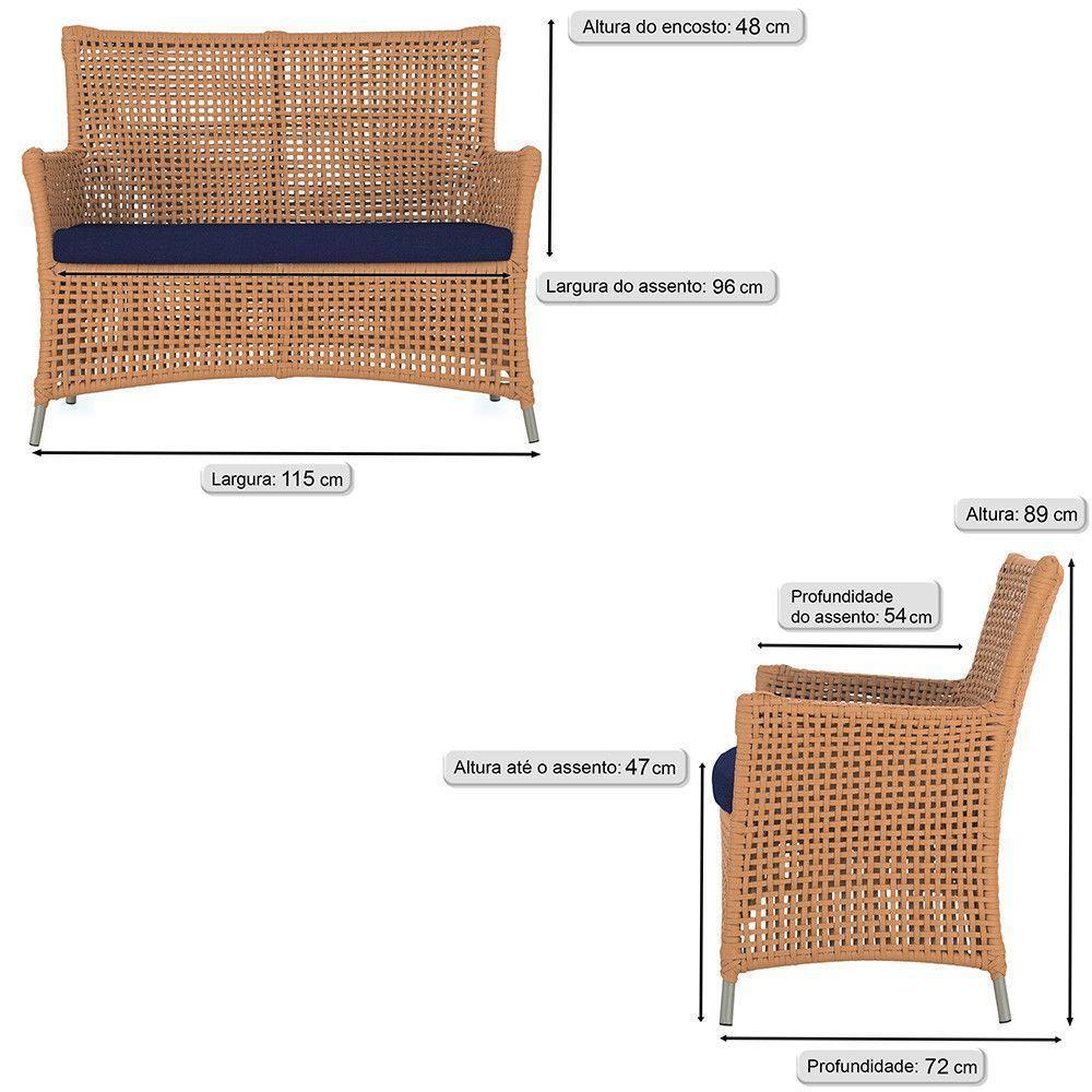 Jogo Sofá 4 Poltronas E Mesa Igapó Fendi E10 Trama Original Terra Cota - 2
