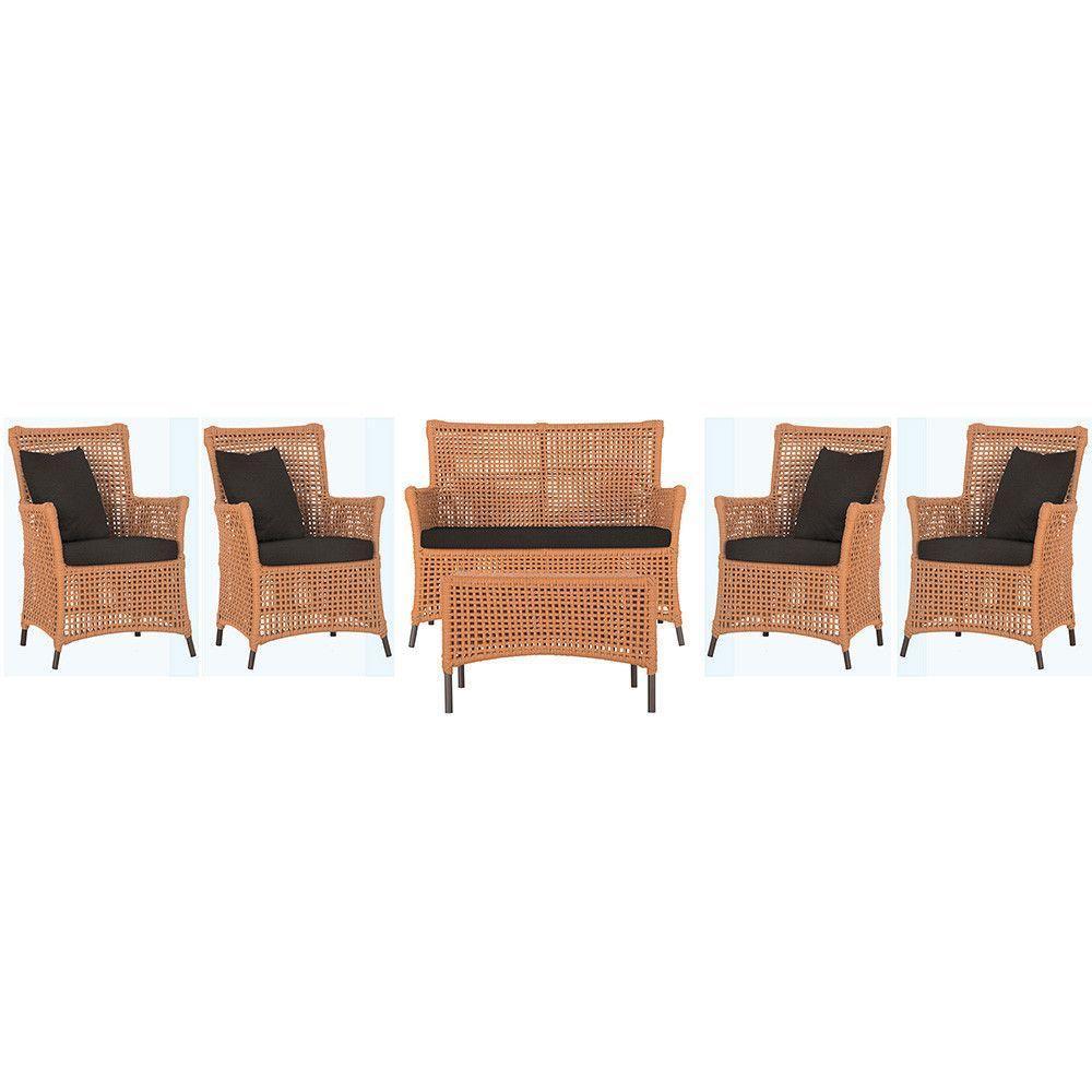 Jogo Sofá 4 Poltronas E Mesa Igapó Marrom E9 Trama Original Terra Cota - 1