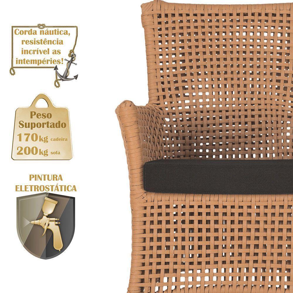 Jogo Sofá 4 Poltronas E Mesa Igapó Marrom E9 Trama Original Terra Cota - 5