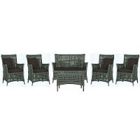 Jogo Sofá 4 Poltronas E Mesa Igapó Marrom E9 Trama Original Verde - 1