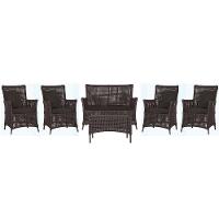 Jogo Sofá 4 Poltronas E Mesa Igapó Marrom E9 Trama Original Marrom - 1