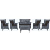 Jogo Sofá 4 Poltronas E Mesa Igapó Marrom E9 Trama Original Prata - 1