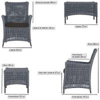 Jogo Sofá 4 Poltronas E Mesa Igapó Marrom E9 Trama Original Prata - 3