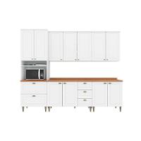 Cozinha Completa Americana com Pés 7 Peças (2 Armários + 1 Paneleiro + 2 Balcões + 2 Complementos) C5P60 Branco - Henn - 1