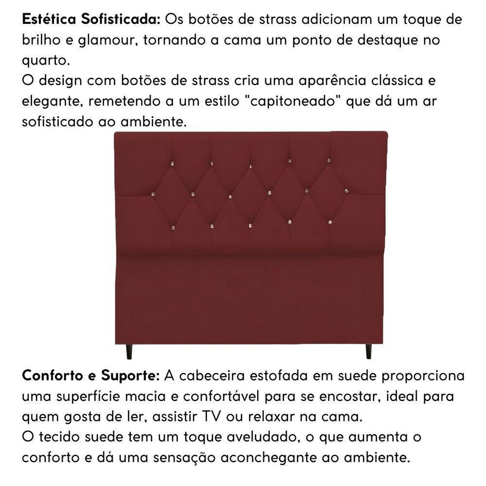 Cabeceira Cama Box Estofada Solteirão 100 Cm Suede Melissa Cor:bordô - 4