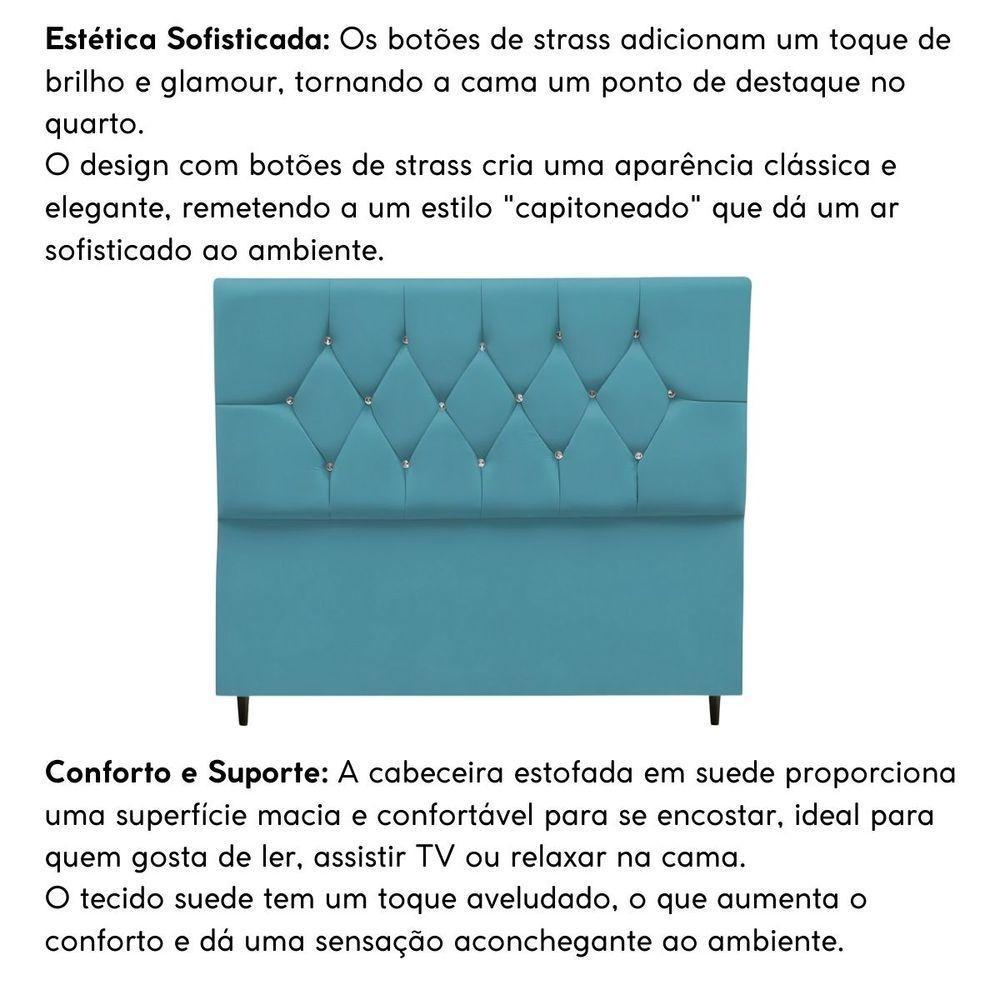 Cabeceira Cama Box Estofada Solteirão 100 Cm Suede Melissa Cor:azul Turquesa - 5