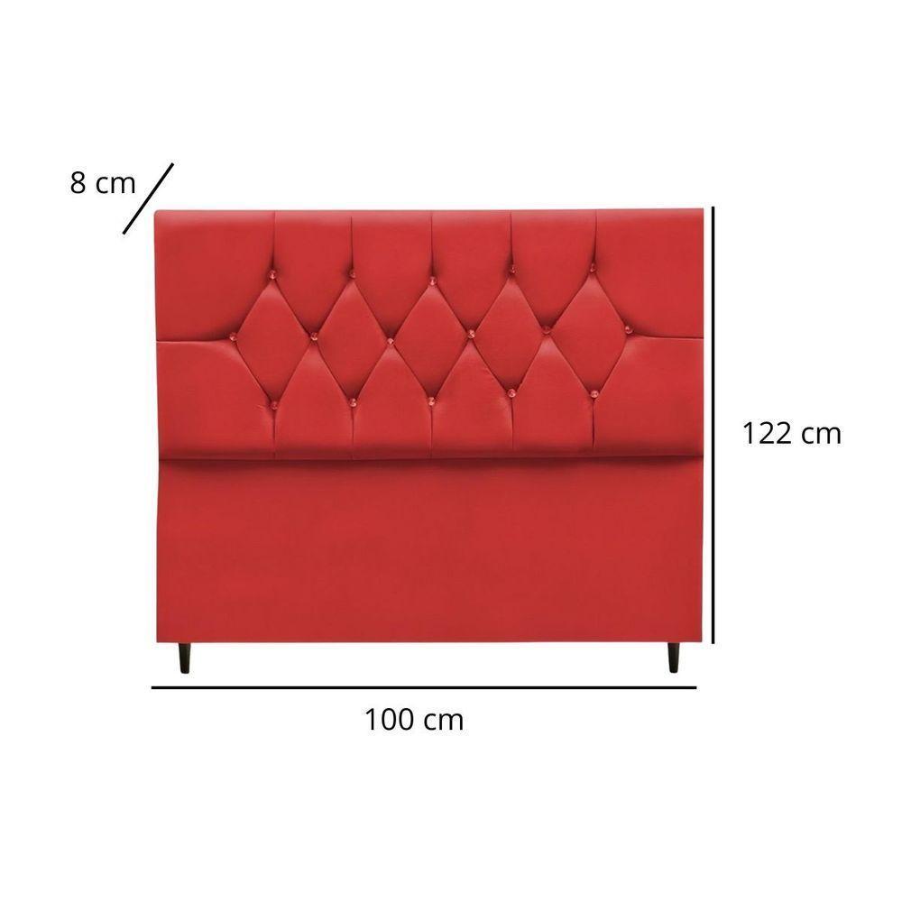 Cabeceira Cama Box Estofada Solteirão 100 Cm Suede Melissa Cor:vermelho - 3