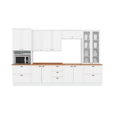 Cozinha Completa Americana 8 Peças C5p65 16 Portas 2 Gavetas MDF 221cm Branco
